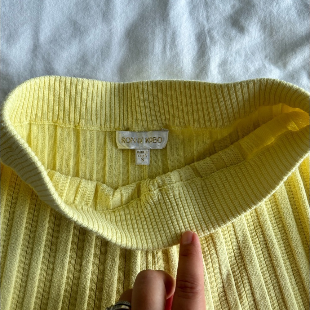 Ronny Kobo Xiomara Knit Pants in Pale Yellow - Picture 5 of 8